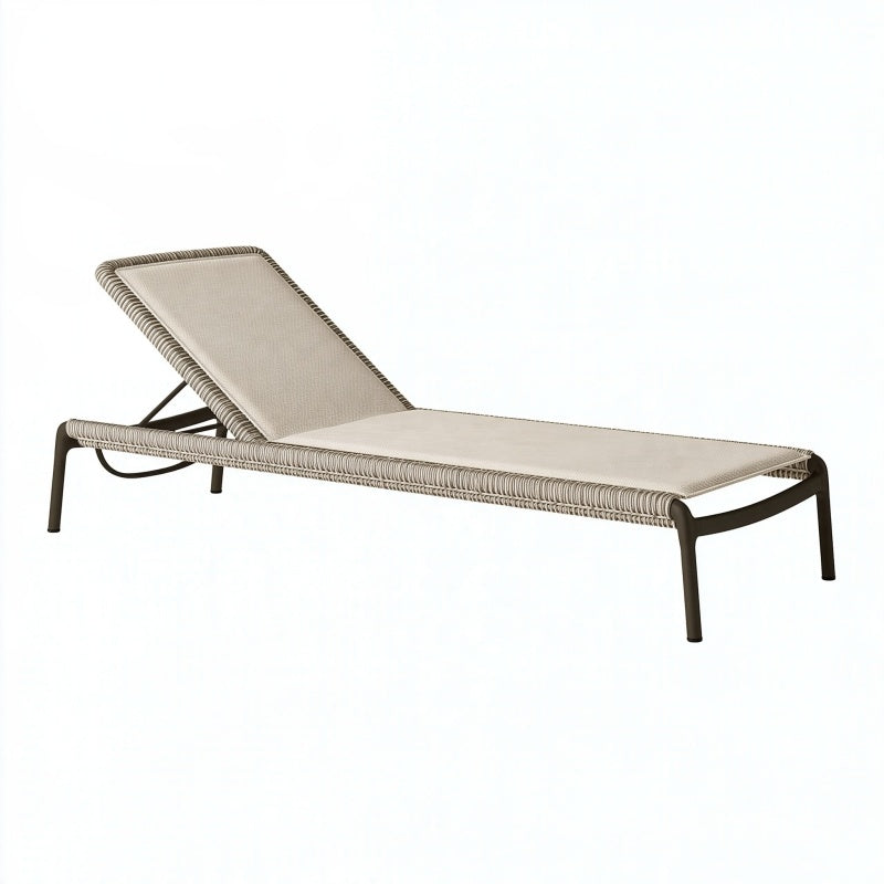Lettino prendisole 200 x 70 x 35 cm in metallo e corda beige regolabile da esterno