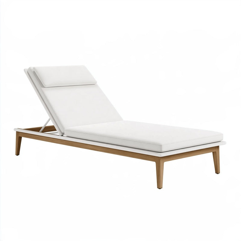 Lettino prendisole 200 x 70 x 88 cm in legno bianco reclinabile per esterni
