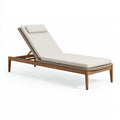 Lettino prendisole da esterno 200 x 70 x 80 cm in legno marrone con rivestimento beige regolabile