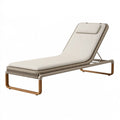 Lettino prendisole 200 x 70 cm in corda intrecciata beige con struttura in metallo per esterno