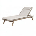 Lettino prendisole 200 x 70 cm in legno e corda intrecciata beige per esterno con schienale regolabile