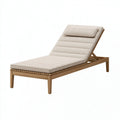 Lettino prendisole 200 x 70 cm in legno e tessuto beige - schienale regolabile stile contemporaneo