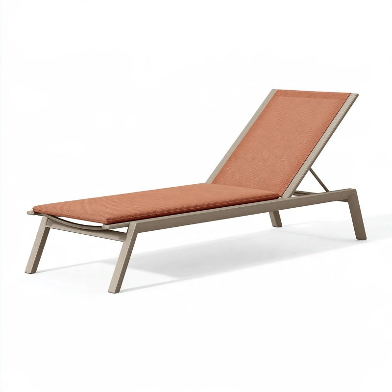 Lettino prendisole 195 x 65 x 94 cm in metallo e tessuto terracotta reclinabile per esterno