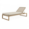 Lettino prendisole 200x75 cm in metallo beige con schienale reclinabile per esterno