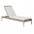 Lettino prendisole 200 x 70 cm in corda beige con cuscino bianco - schienale regolabile da esterno