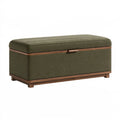 Panca contenitore 120 x 45 x 48 cm in tessuto verde oliva e legno marrone - stile moderno con vano interno