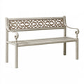 Panchina da giardino 122 x 61 x 91 cm in metallo avorio e bronzo stile classico