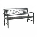 Panca da giardino 150 x 60 x 90 cm in acciaio grigio antracite a 3 posti con schienale