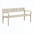 Panca da giardino 120 x 60 x 85 cm in metallo beige con schienale decorativo