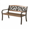 Panca da giardino 122 x 62 x 83 cm in metallo marrone con schienale decorativo