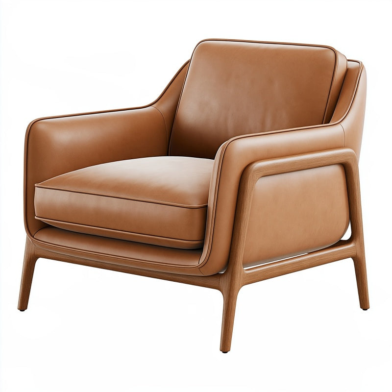 Poltrona da soggiorno 82 x 80 x 85 cm rivestimento effetto pelle marrone struttura in legno stile moderno