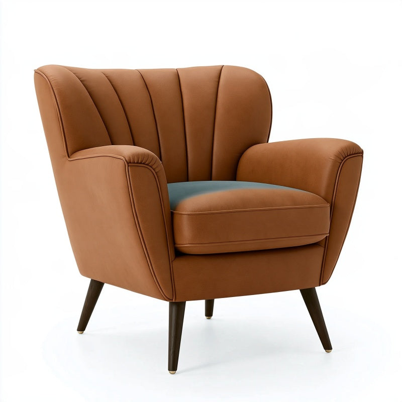 Poltrona 82 x 88 x 98 cm in rivestimento effetto pelle marrone - stile moderno per soggiorno