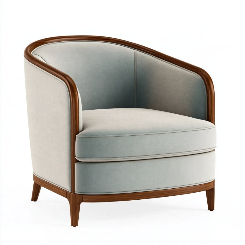 Poltrona 80 x 78 x 78 cm in tessuto grigio chiaro e legno - stile moderno per soggiorno