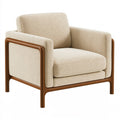 Poltrona 85 x 82 x 78 cm in tessuto beige e legno - stile moderno da soggiorno
