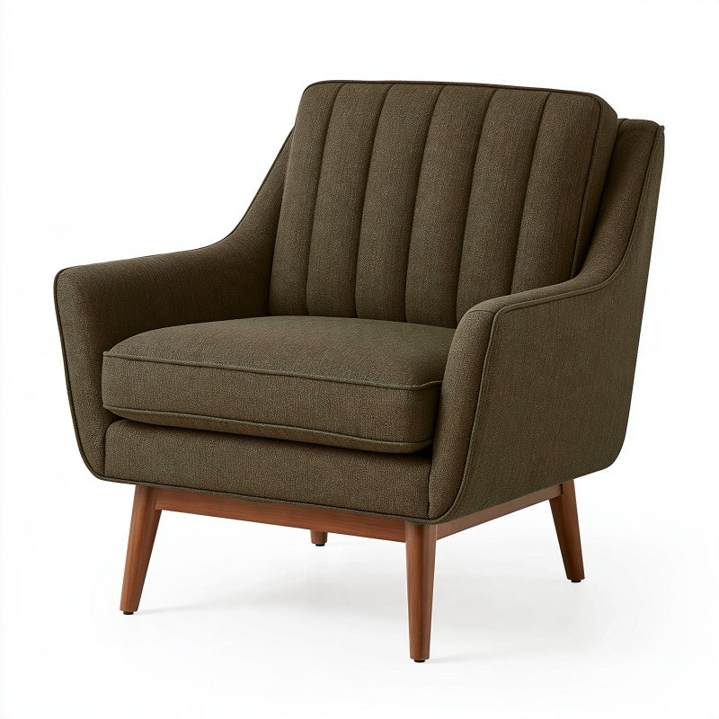 Poltrona 80 x 85 x 95 cm in tessuto marrone con gambe in legno stile moderno