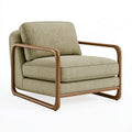 Poltrona 82 x 88 x 78 cm in tessuto verde oliva e legno - stile moderno con braccioli