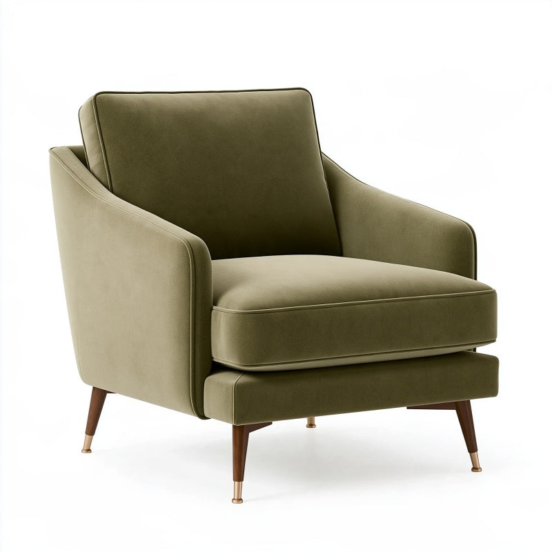 Poltrona 82 x 85 x 88 cm in tessuto verde oliva per soggiorno stile moderno