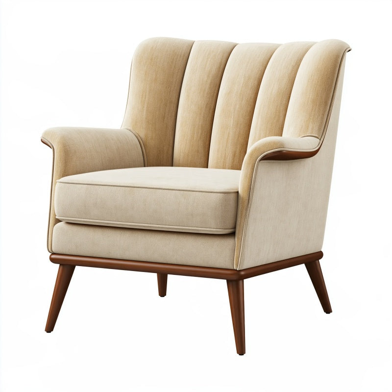 Poltrona 85 x 90 x 105 cm in tessuto beige con gambe in legno stile moderno