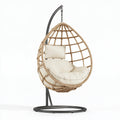 Poltrona sospesa 105 x 105 x 195 cm in fibra intrecciata beige con base in metallo per relax
